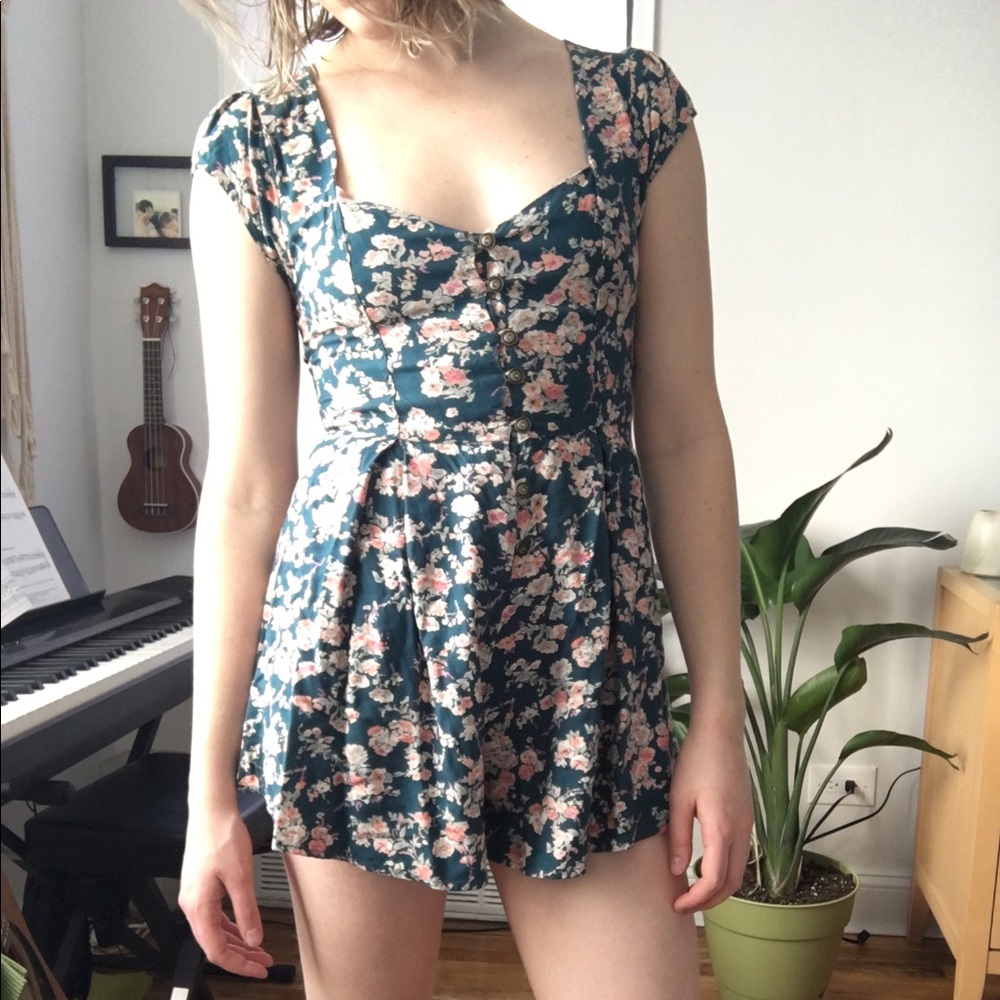 Kimchi Blue Floral Button-up Romper
